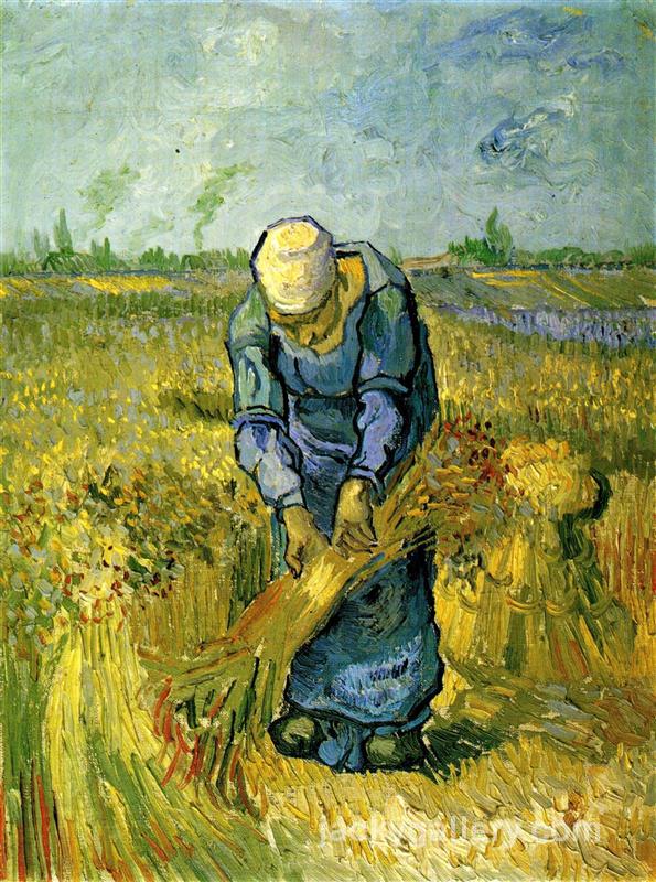 Peasant Woman Binding Sheaves after Millet, Van Gogh painting